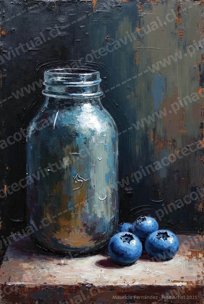 65.- Frasco de vidrio con arándanos